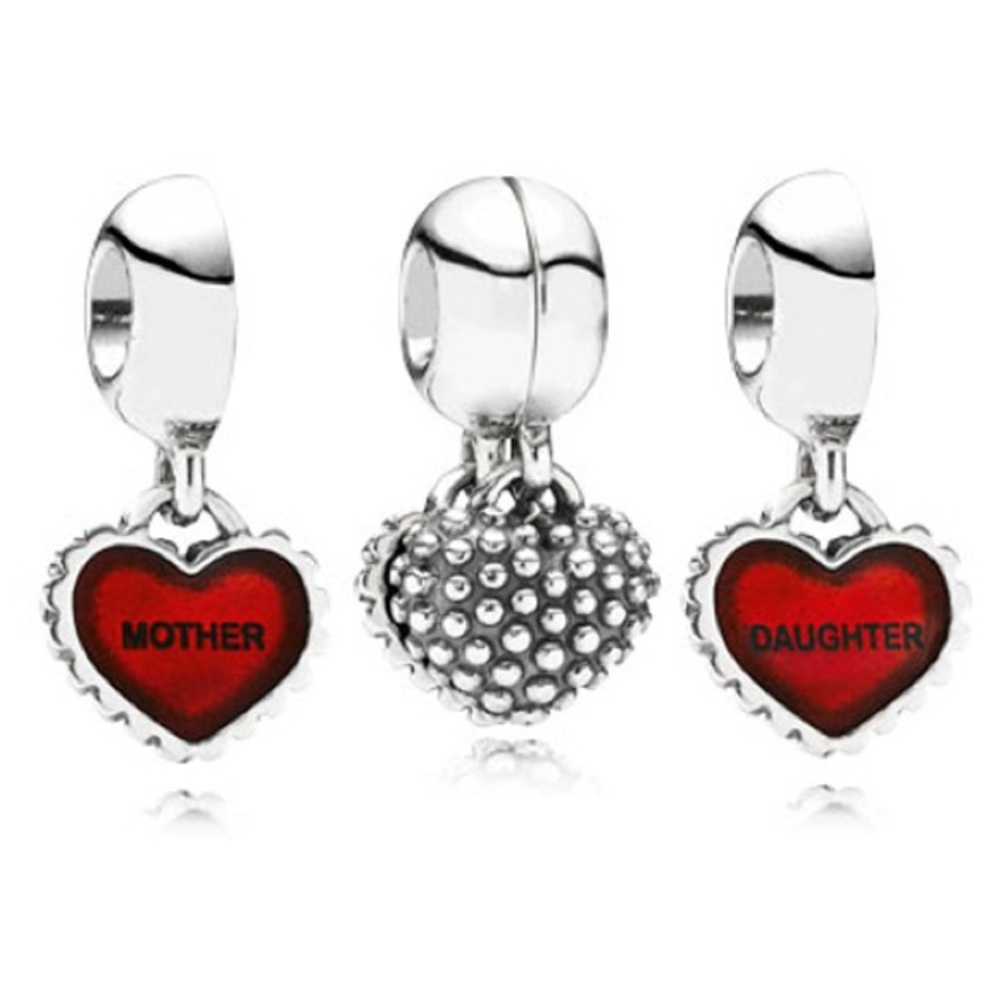 Genuine Retired PANDORA “Piece of my Heart” Mother/Daughter Charm Set 790950EN27